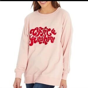 NWOT Wildfox Pink Coffee & Sunshine Sweatshirt Pullover Top L